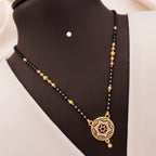 Graceful Crystal & Austrian Stone Black Bead Mangalsutra (Gold Plated)