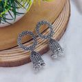 Oxidised Plated Floral Hoop Jhumki Earrings for Women