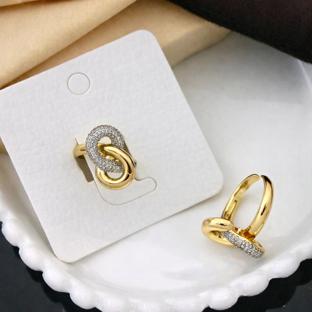 Sparkling Austrian Stone Gold Plated Intertwined Cocktail Ring