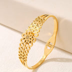 Stainless Steel Gold/Rosegold Plated Floral Design Kada