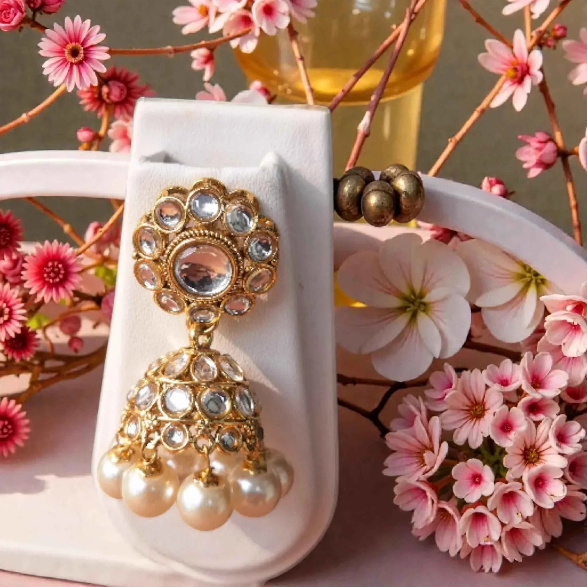 Premium Kundan Bridal Necklace Set with Pearl Drops (Necklace, Earrings & Maang Tikka)
