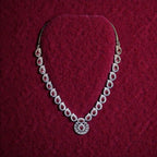 Elegant Silver Plated Ruby AD Necklace Set with Earrings - Shangri 