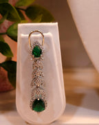 Emerald Green Stone American Diamond Necklace Set – Designer Choker Style with Earrings
