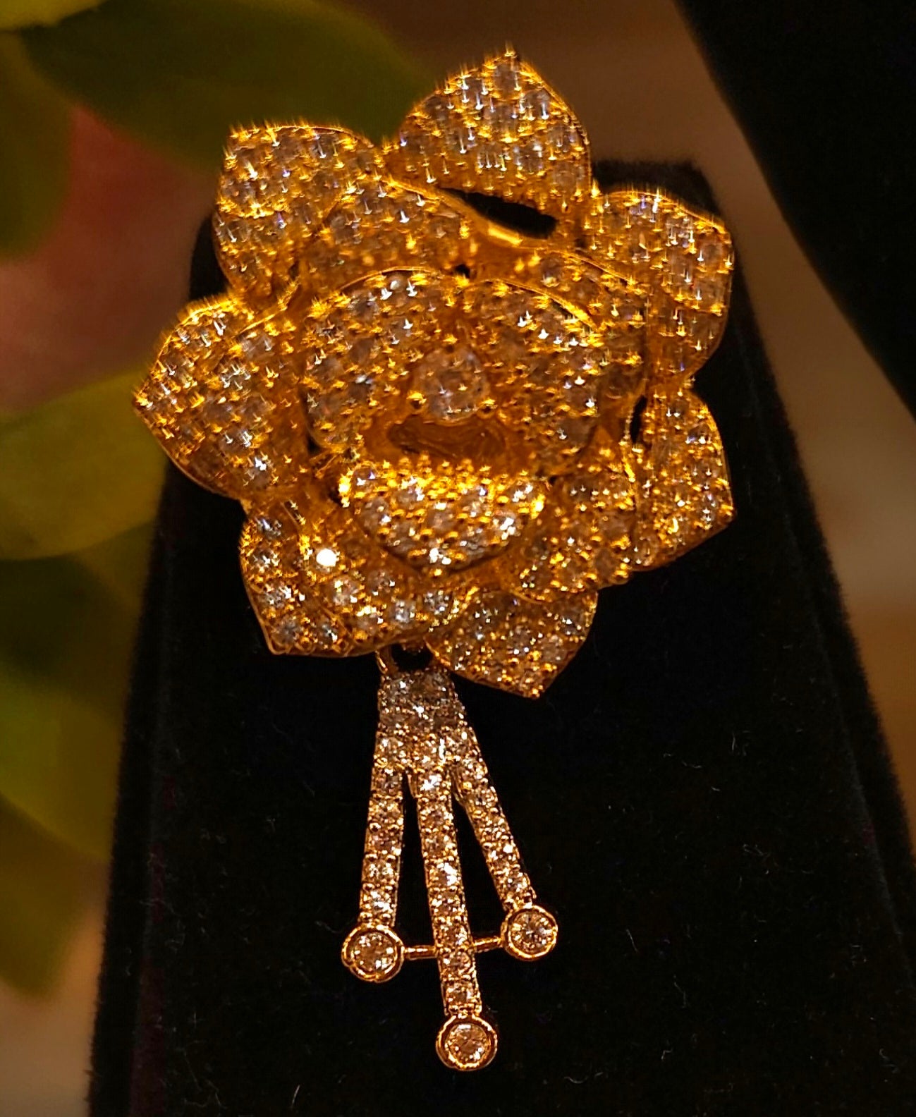 Gold & Silver Dual-Tone Floral American Diamond Necklace Set – Designer Choker Style with Earrings