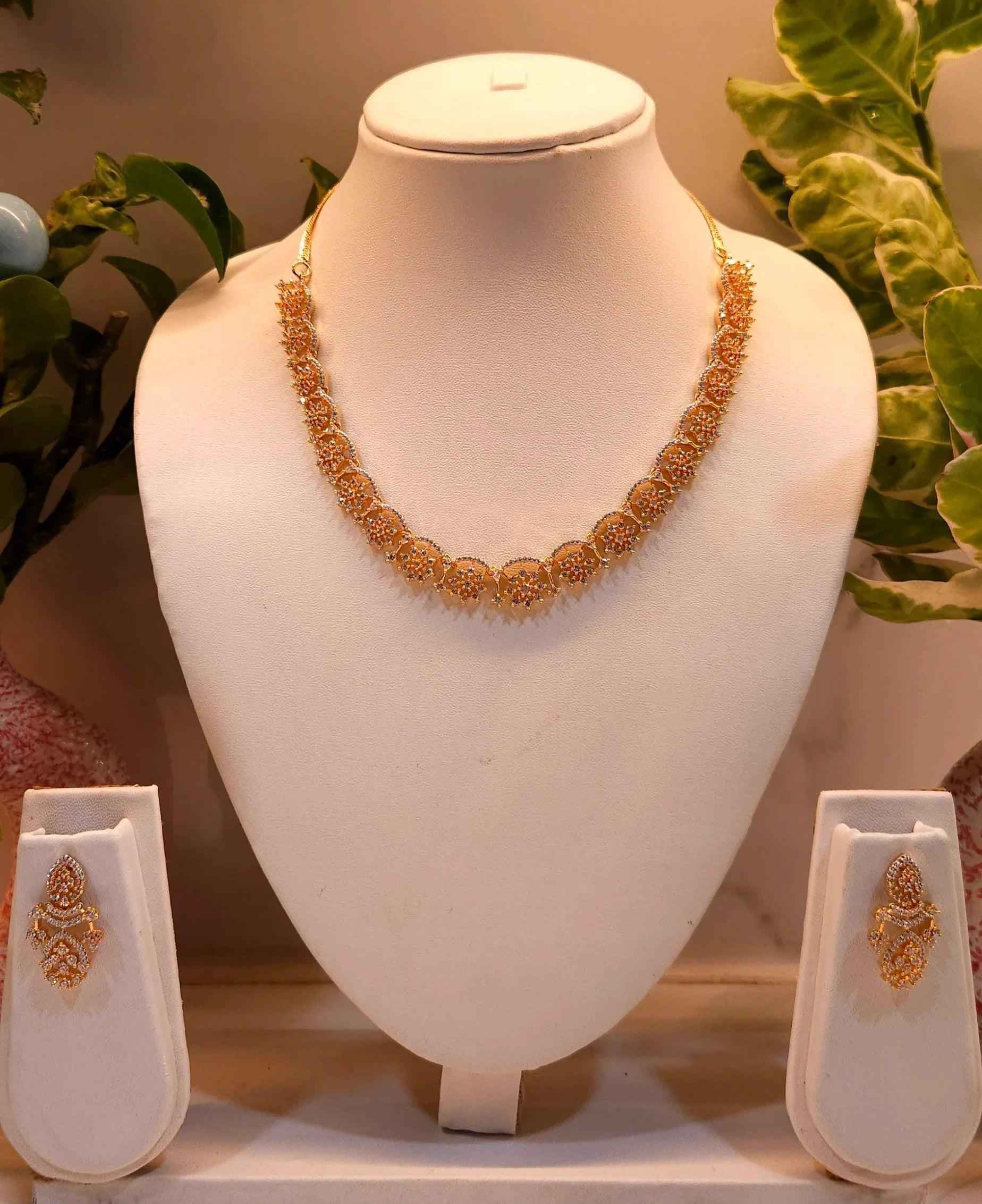 Elegant Designer American Diamond Necklace Set – Premium Party & Festive Wear