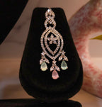 Multicolour American Diamond Necklace Set with Earrings – Premium Stone-Studded Bridal & Party Wear