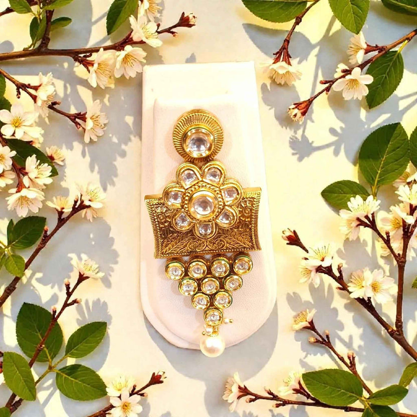 Antique Premium AC Kundan Hasli Designer Necklace Set with Earrings
