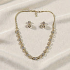 Elegant American Diamond Gold Plated Necklace Set with Earrings - Shangri 