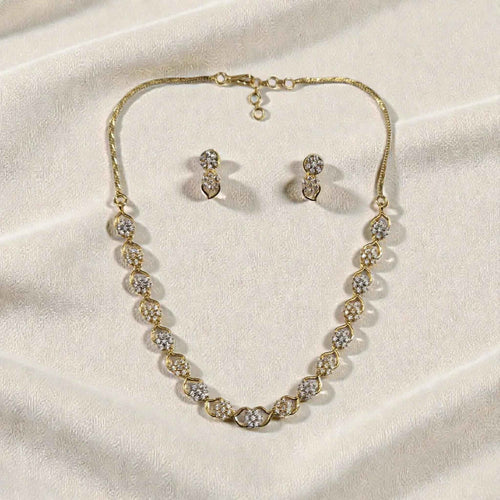 Elegant American Diamond Gold Plated Necklace Set with Earrings