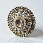 Antique Finish Kundan Statement Ring - Shangri 