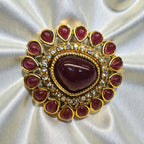 Royal Color Kundan Adjustable Statement Ring - Shangri 