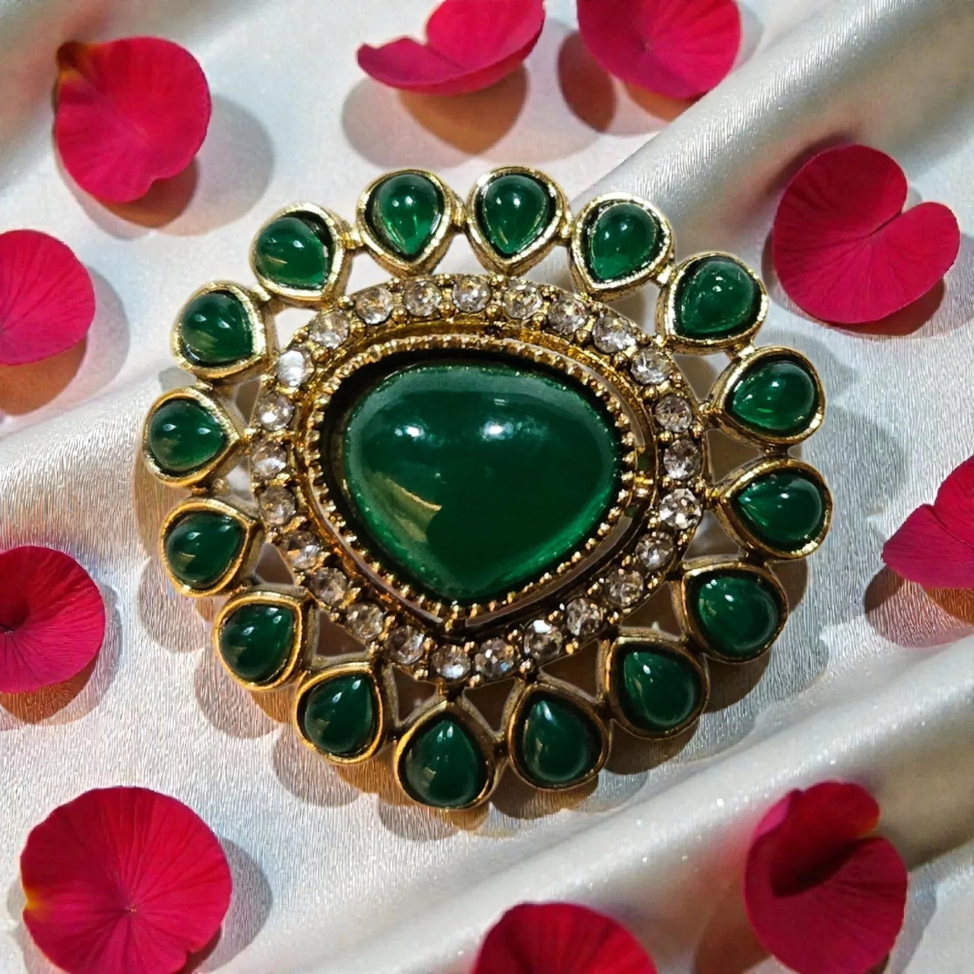 Royal Color Kundan Adjustable Statement Ring - Shangri 