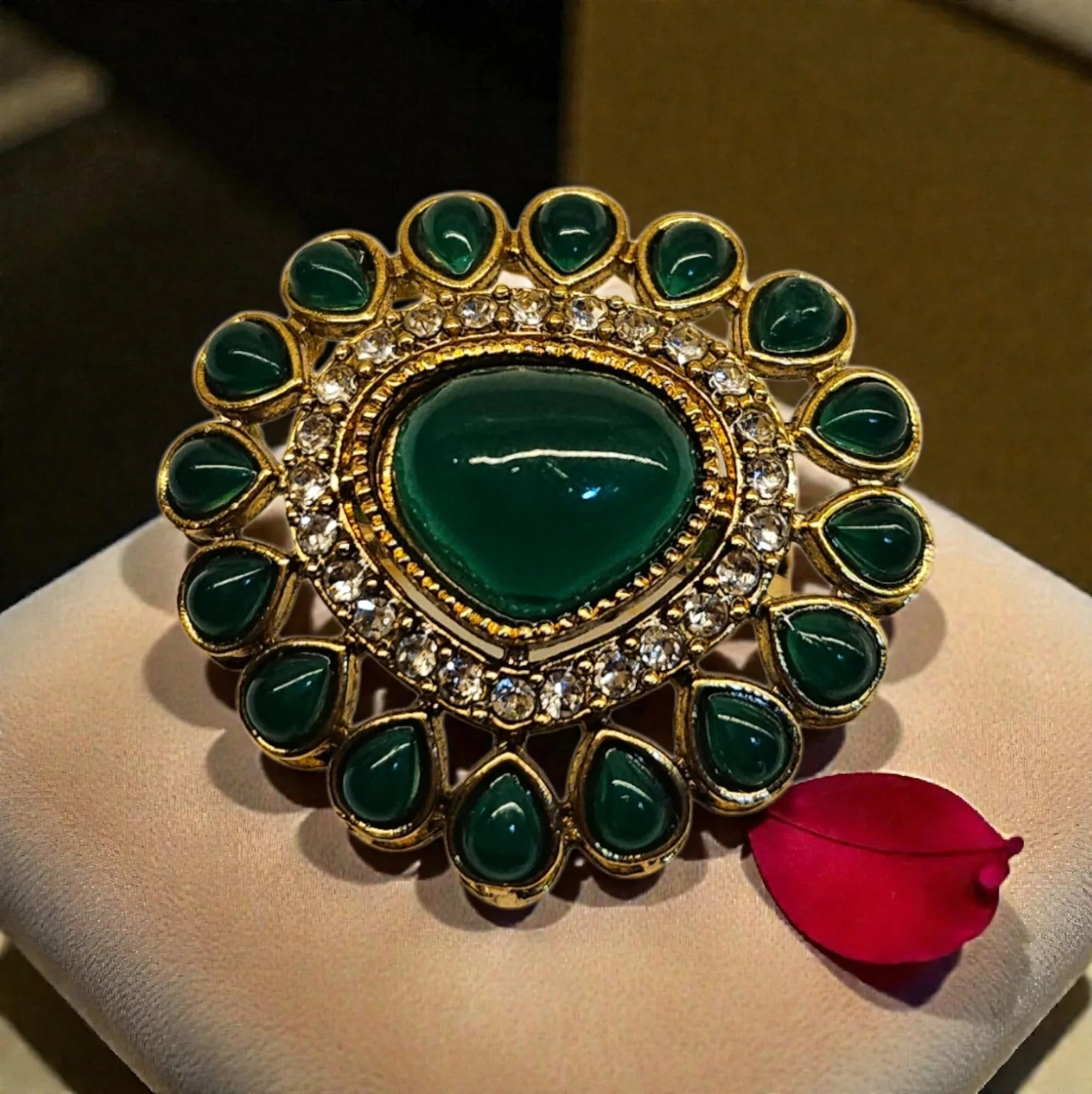 Royal Color Kundan Adjustable Statement Ring - Shangri 
