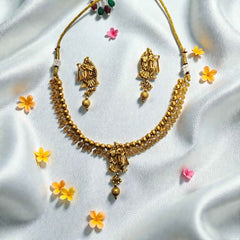 Radha Krishna Temple Jewellery Antique Gold Plated Necklace Set