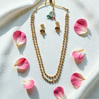 Traditional Gold Finish Double Layer Matar Mala Necklace Set with Jhumka Earrings - Shangri 