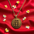 Ram Darbar Temple Coin Pendant Necklace Set – Antique Gold Finish
