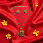 Ram Darbar Temple Coin Pendant Necklace Set – Antique Gold Finish - Shangri 