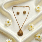 Lakshmi Temple Antique Gold Necklace Set - Shangri 