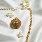 Lakshmi Temple Antique Gold Necklace Set - Shangri 