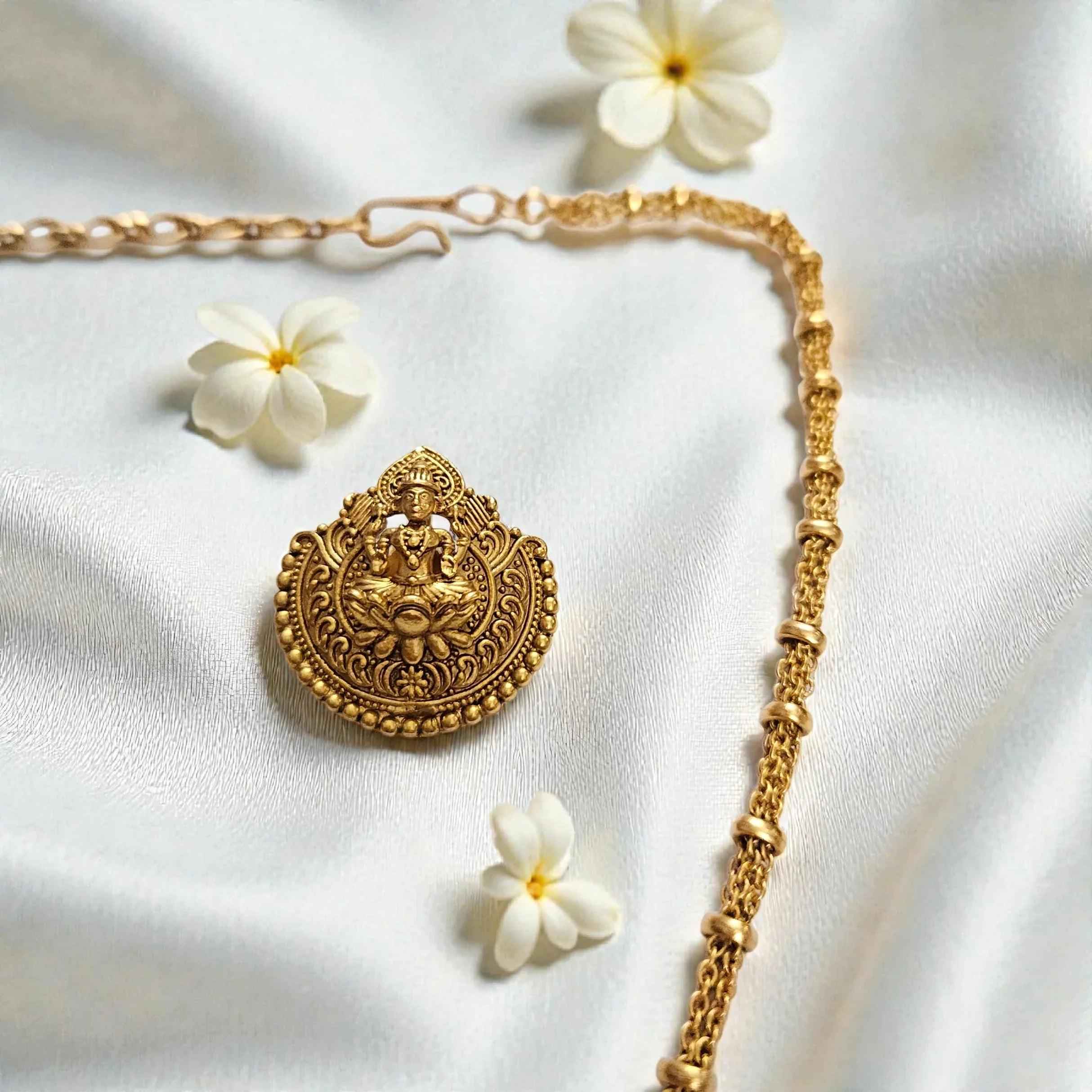 Lakshmi Temple Antique Gold Necklace Set