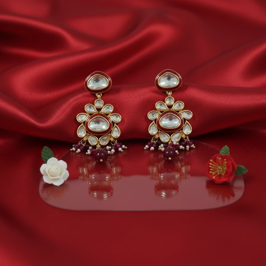 Shangri Premium AC Kundan Necklace Set with Matching Earrings