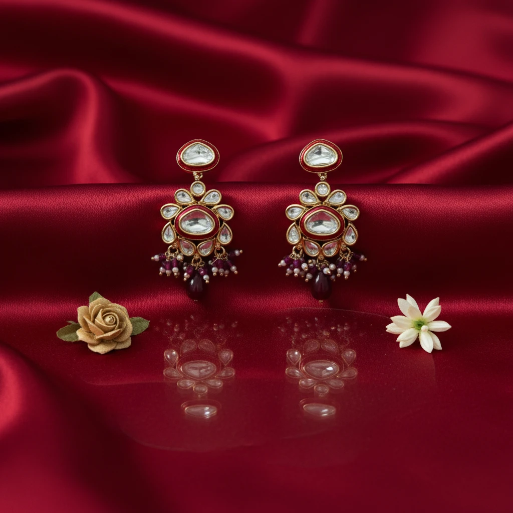 Shangri Premium AC Kundan Necklace Set with Matching Earrings