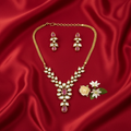 Premium AC Kundan Necklace Set with Ruby Red Accents