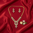 Premium AC Kundan Necklace Set with Ruby Red Accents