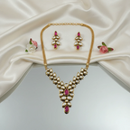 Premium AC Kundan Necklace Set with Ruby Red Accents