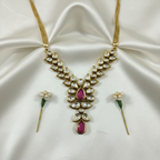 Premium AC Kundan Necklace Set with Ruby Red Accents