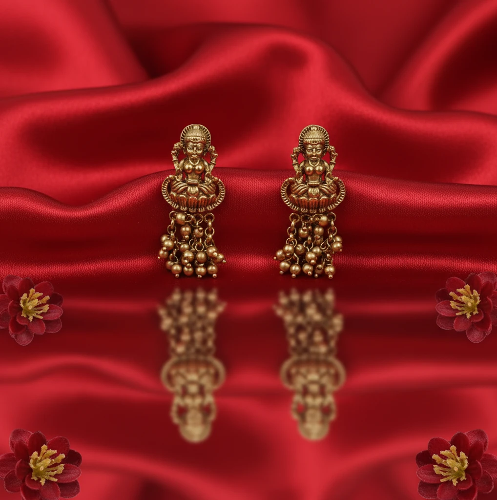 Antique Polish Premium Temple Lakshmi Choker Necklace Set