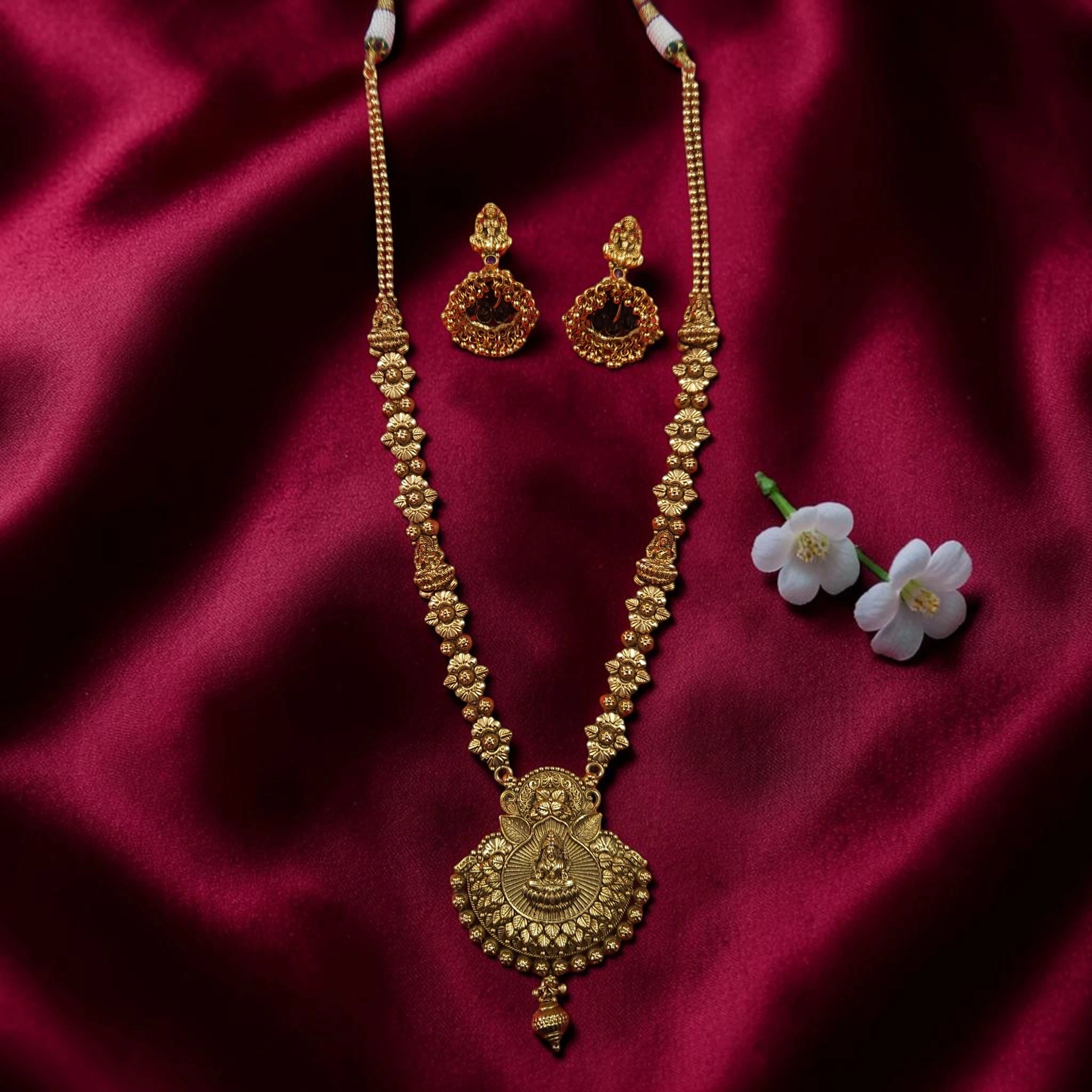 Shangri Premium Antique Laxmi Motif Long Necklace Set