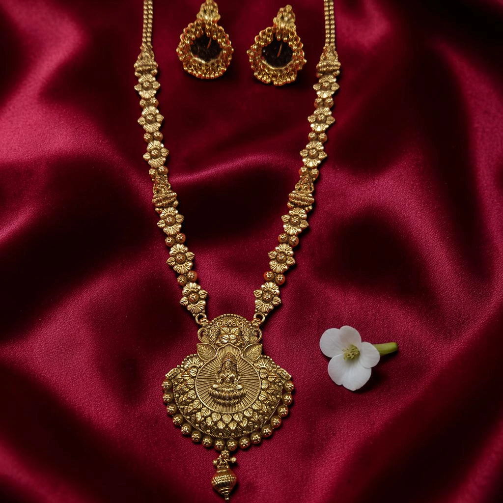 Shangri Premium Antique Laxmi Motif Long Necklace Set