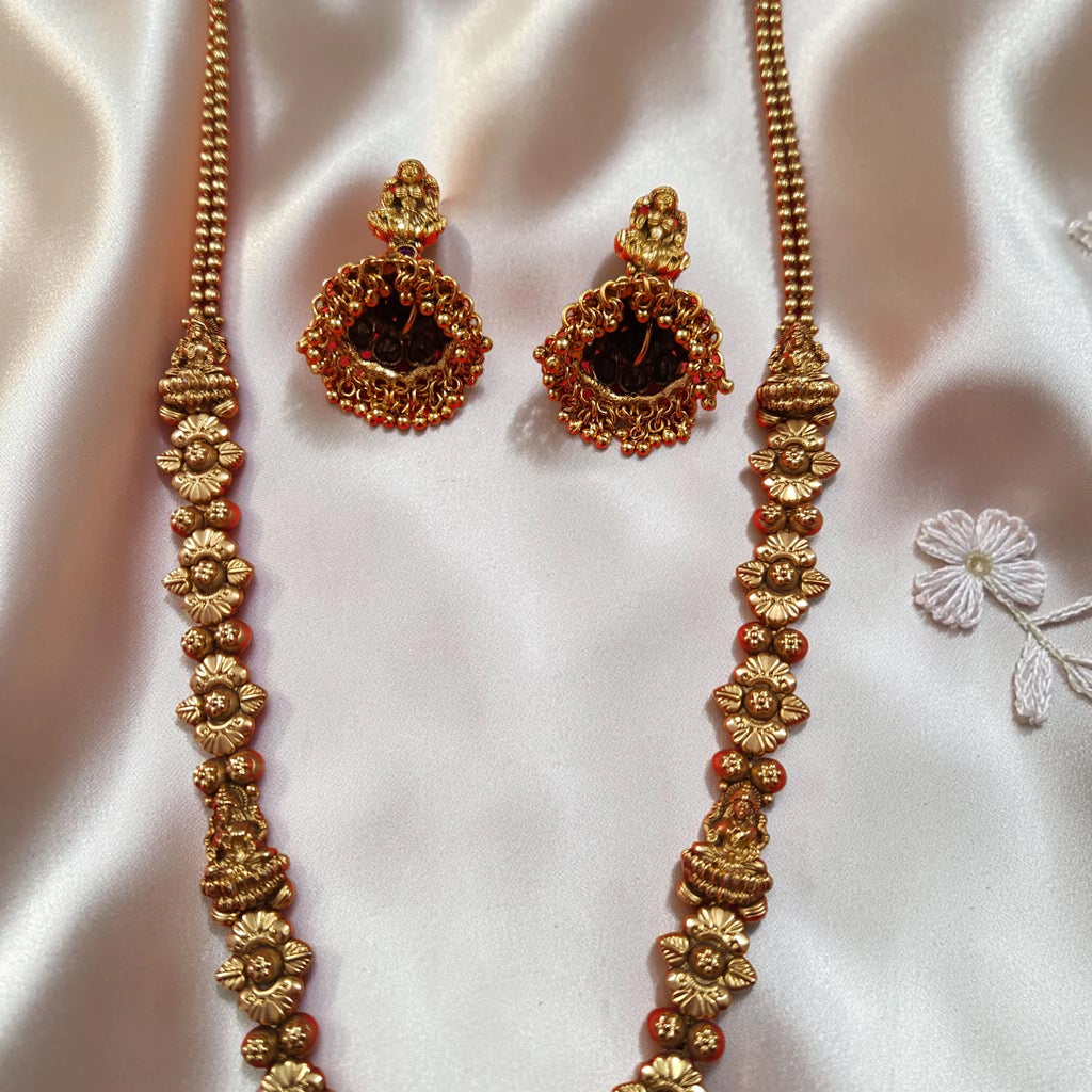 Shangri Premium Antique Laxmi Motif Long Necklace Set