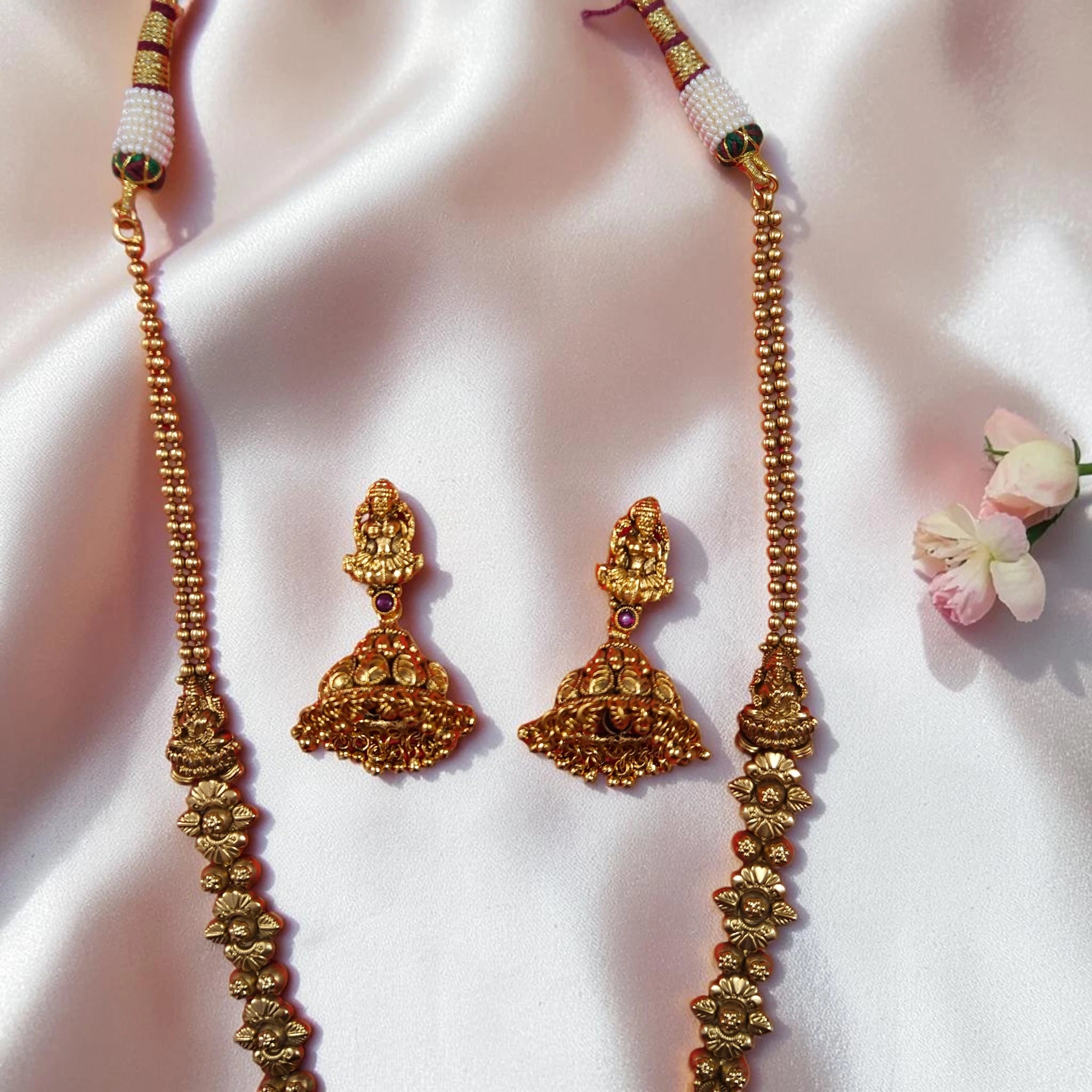 Shangri Premium Antique Laxmi Motif Long Necklace Set