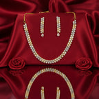 Elegant Two-Tone AD Stone Necklace Set by Shangri