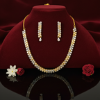 Elegant Two-Tone AD Stone Necklace Set by Shangri