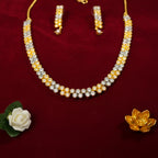 Elegant Two-Tone AD Stone Necklace Set by Shangri