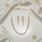 Elegant Two-Tone AD Stone Necklace Set by Shangri
