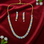 Elegant Two-Tone AD Stone Necklace Set by Shangri
