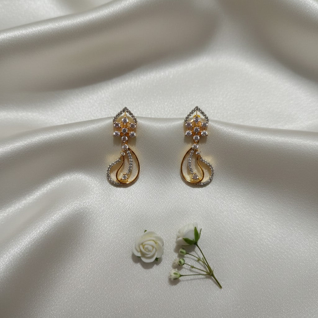 Shangri Elegant Gold-Plated Necklace & Earrings Set with American Diamond