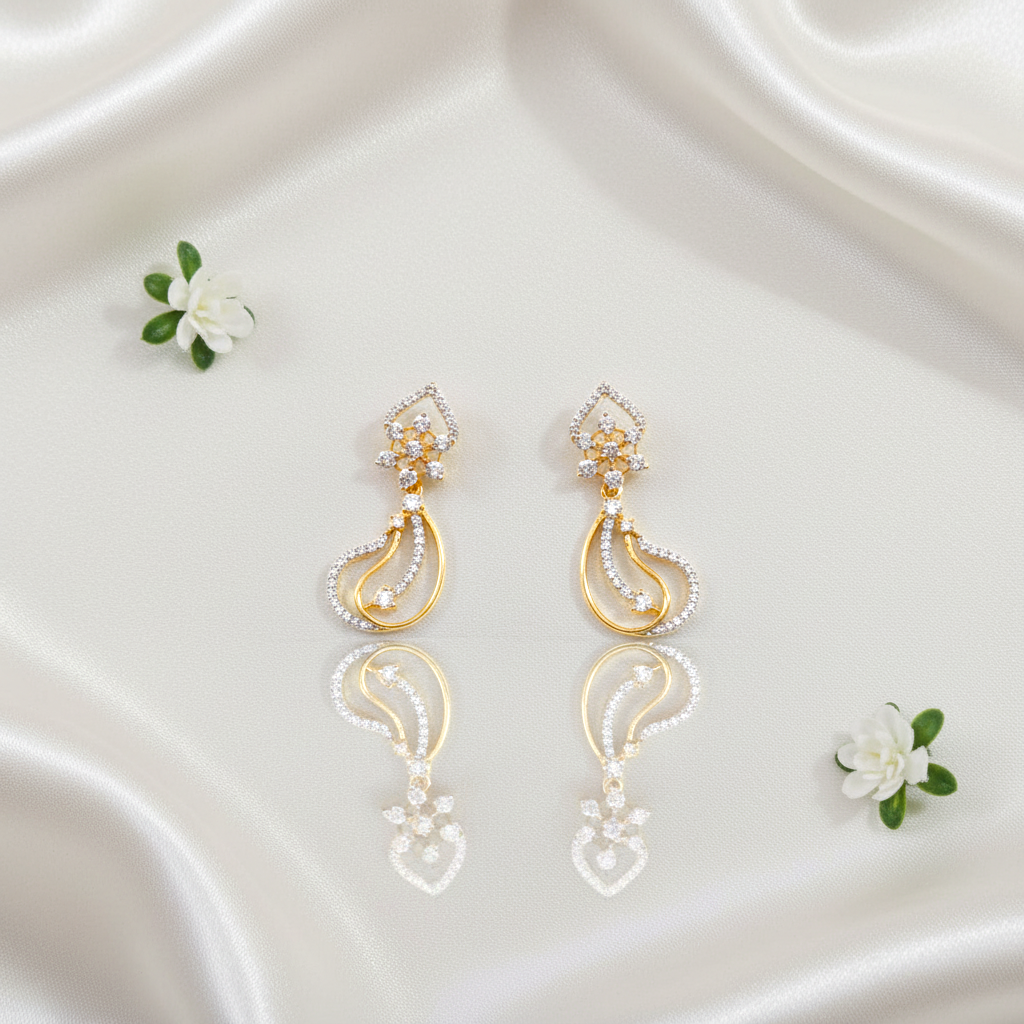 Shangri Elegant Gold-Plated Necklace & Earrings Set with American Diamond