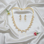Shangri Elegant Gold-Plated Necklace & Earrings Set with American Diamond