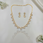 Shangri Elegant Gold-Plated Necklace & Earrings Set with American Diamond