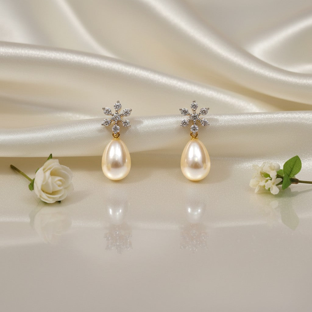Shangri Elegant Pearl & AD Stone Necklace Set