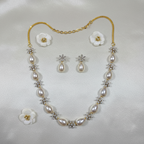 Shangri Elegant Pearl & AD Stone Necklace Set
