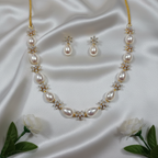 Shangri Elegant Pearl & AD Stone Necklace Set