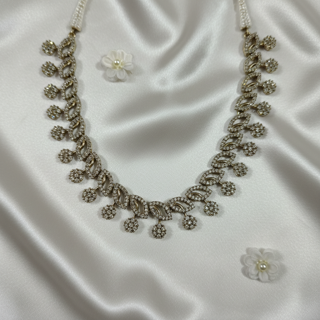 Shangri Elegant Zircon Mehendi Polish Necklace & Earring Set