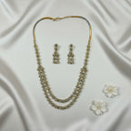 Shangri Elegant Double-Layer AD Mehendi Polish Floral Necklace Set