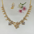 Shangri Floral Gold Plated AD Necklace Set